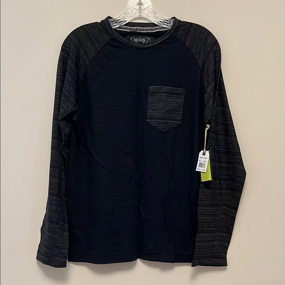Men's Broken Threads Black and Gray Long Sleeve Raglan Tee